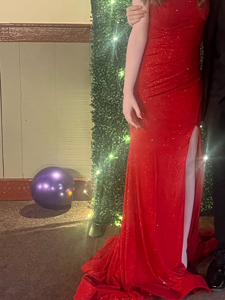 Red Sequin Evening Gown - Sleek Prom Dress